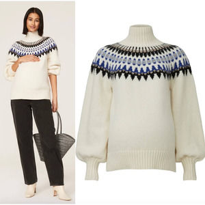 Hatch Cream and Blue Turtleneck Sweater